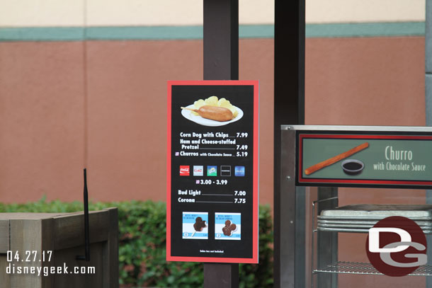 Spotted a corn dog on a menu.  Looks like the pre-made ones the Magic Kingdom had for a while.  Why does WDW only sell the fresh corn dogs at the Food Truck.