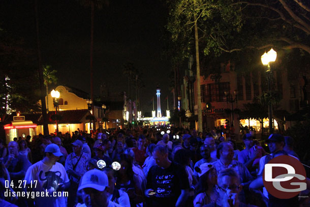 A look at the crowd gathering on Hollywood Blvd.