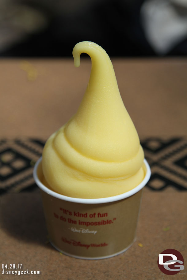 We had a later lunch so some stopped for Dole Whips in Harambe.