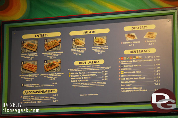 I was disappointed to see Pizzafari went to only the flatbreads.  I am not a fan of them, I like the old pizzas.  (Note they are still at the Studios)