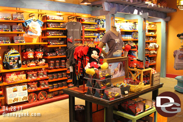 Cars merchandise takes up a large section.  I do not see the connection or need for this at Animal Kingdom on Discovery Island.  You can buy the same type of items online, your local Disney Store or many other stores on property.  I like to see area or at least park specific merchandise.