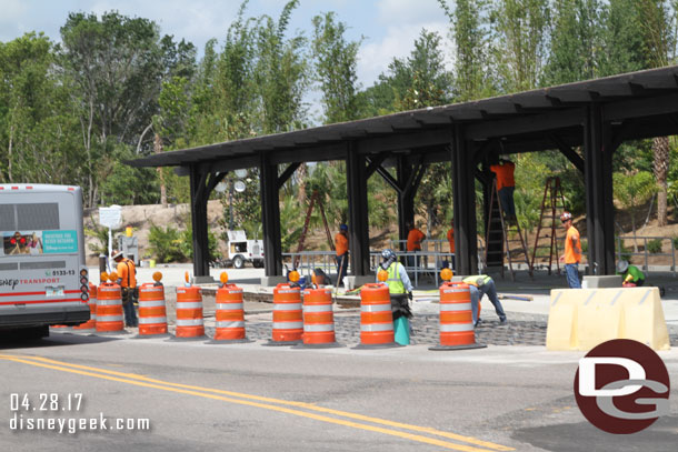 Out at the new bus stop a crew looks to be preparing for a concrete pour and others are working on the queues.