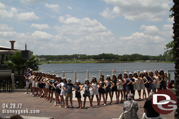 Some sort of group taking photos in the small amphitheater near the Boathouse.  They did not perform or anything.. Maybe they did or will on the main stage.