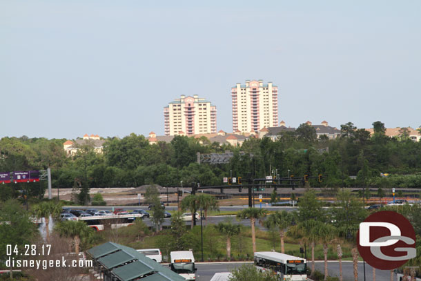 Dirt on the move across Buena Vista Drive.  Guessing that is part of the third parking structure project.