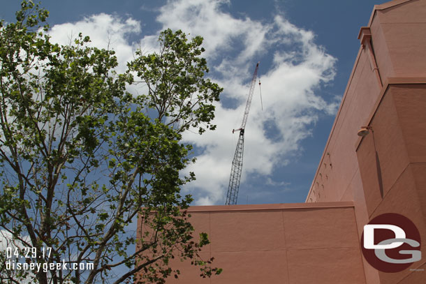 A crane over the Toy Story Land project.