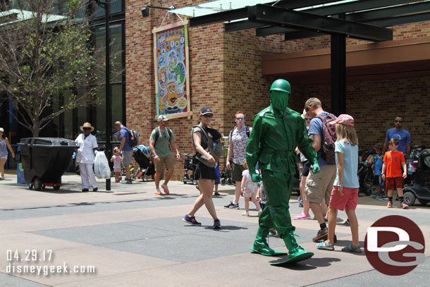 A green army man on patrol