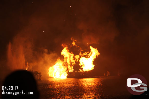 The inferno barge during Illuminations: Reflections of Earth at Epcot