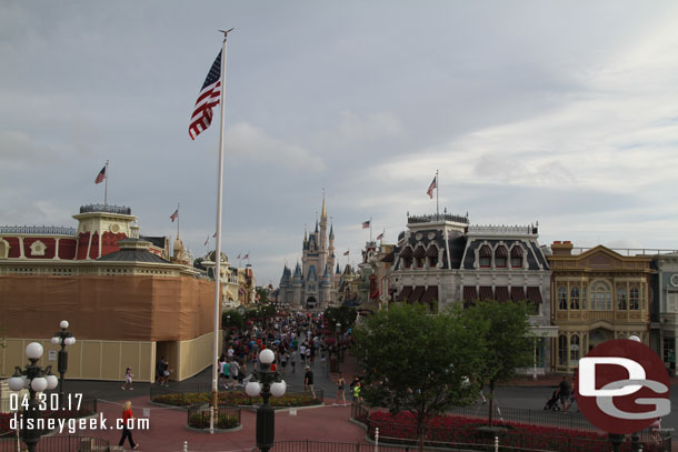 Main Street USA at 8:30am.  Main Street now opens early so you can roam around, shop, eat before park opening.