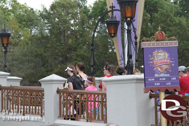 The first guests making their way up to the castle once the area was cleared after the show.