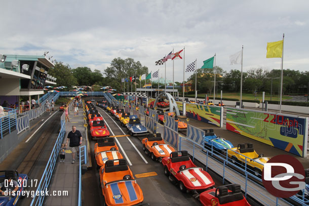 Cars lined up but not in service.