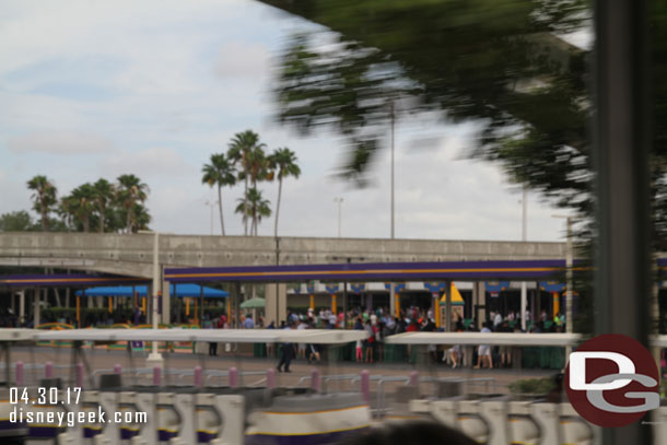 Caught the 10:30am bus to the Animal Kingdom.   Passing by the TTC.  The security wait looked minimal at the moment.
