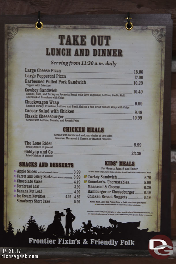 The take out menu.