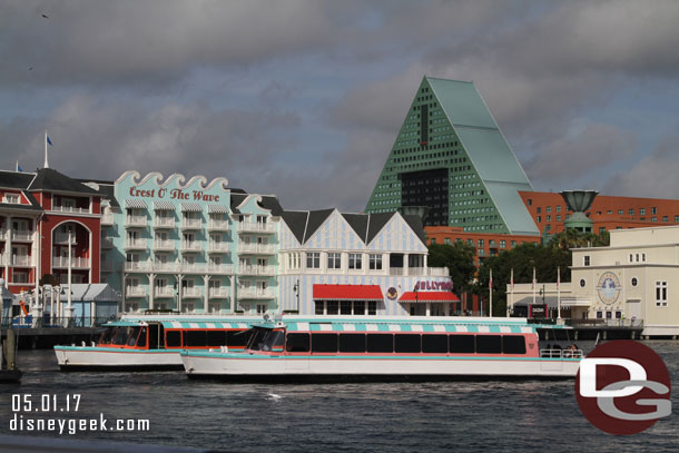 Friendship boats taking guests to Epcot as well as the Studios.