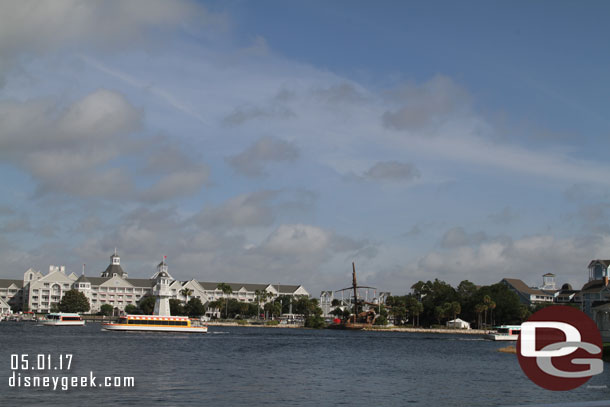 Three boats on the lake.  One heading to Epcot and two to the resorts/Studios.