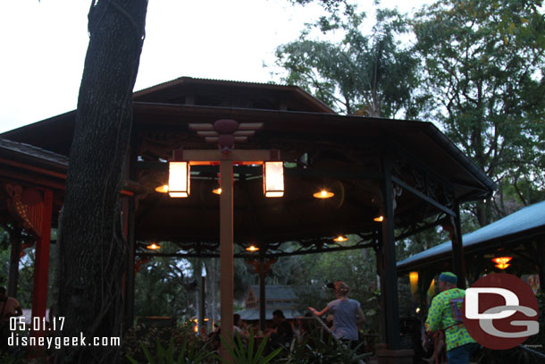 Walking through the Flame Tree BBQ seating area.