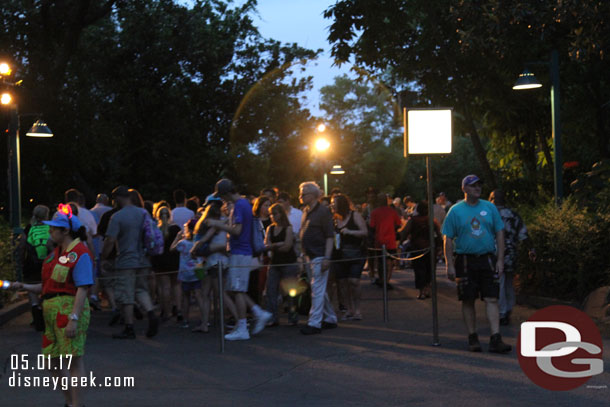 8:12pm and the Standby line was moving into the theater.  The line was still open.