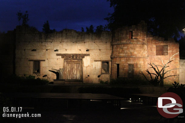 Flights of Wonder is all quiet.  They leave a couple of lights on the stage at night.