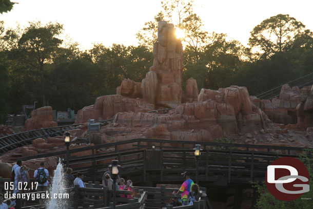 Big Thunder as the sun is setting taken from the upper deck of the Liberty Belle.