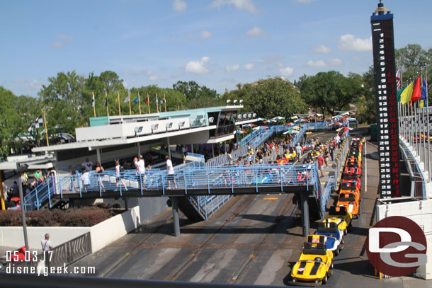 3 of 4 lanes of the Tomorrowland Speedway were in operation this morning.