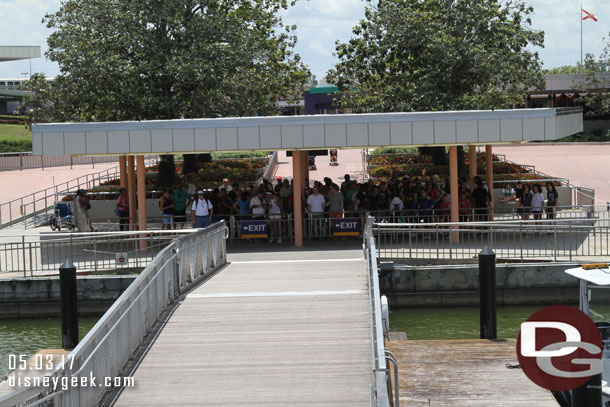 Pulling into t he TTC. Guests waiting to head to the Magic Kingdom.  It was around 12:30pm.
