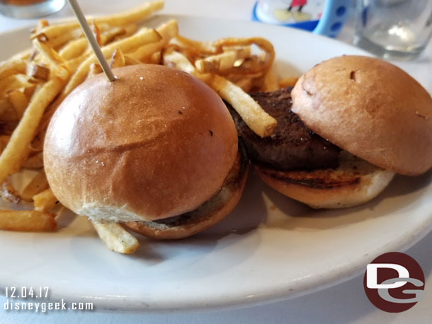 Went for a lighter lunch today.. sliders and fries.