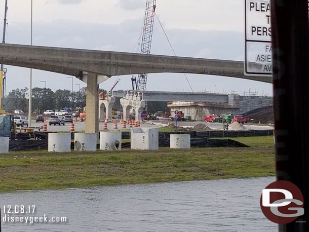 Today they were lifting the first section of the new overpass supports into place.