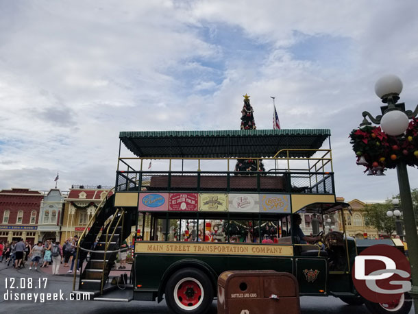 An omnibus pulled out from backstage.