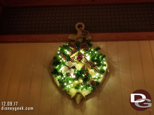 A wreath near our table.