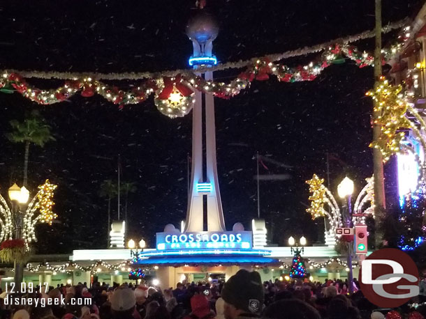 Snowing on Hollywood Blvd as we walked out.