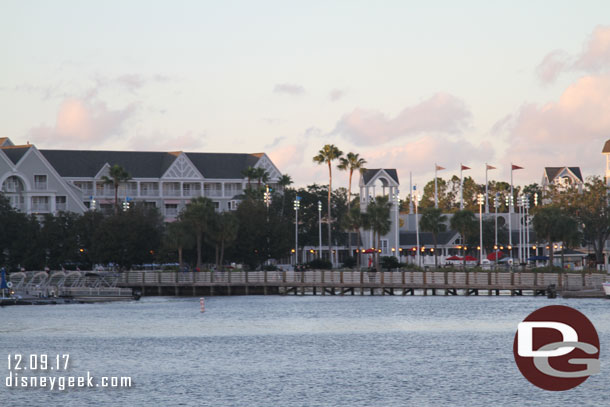 Looking across the lake toward the Yacht Club Resort