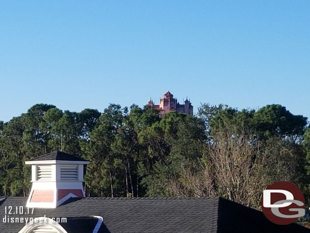 Tower of Terror just barely visible over the trees