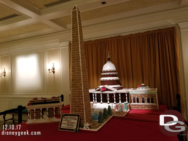 The American Adventure has some Washington DC monuments in gingerbread form.