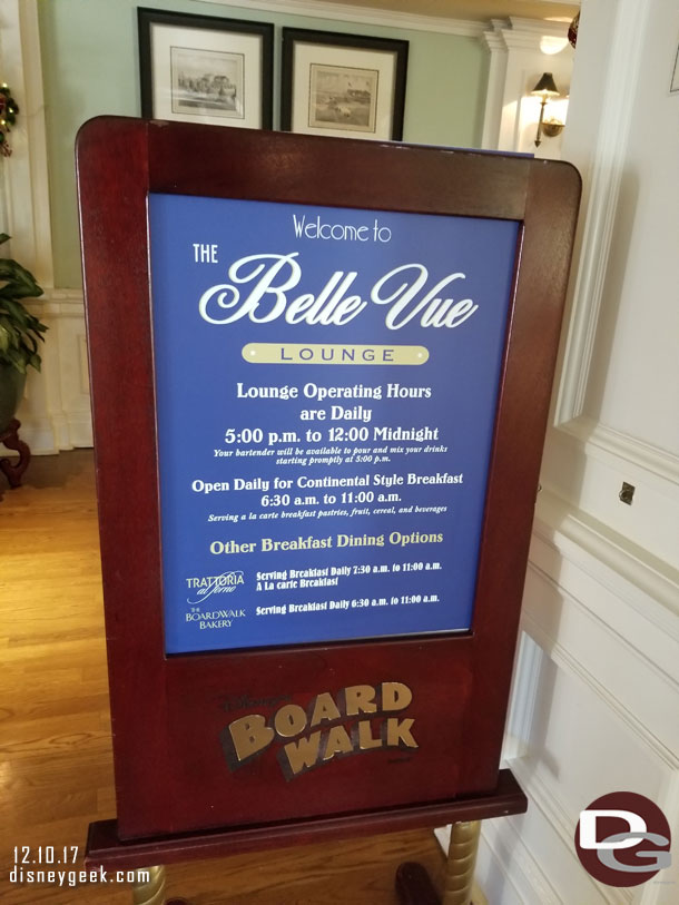 Stopped by the Belle Vue Lounge, it was not open yet but my group had taken over part of it to wait.