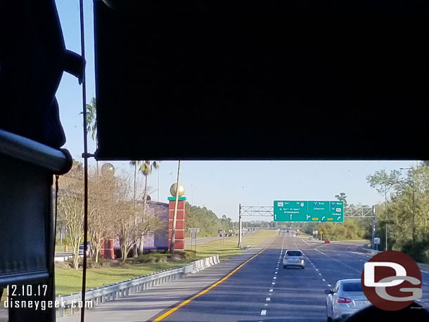 Leaving Walt Disney World on my way to the airport.