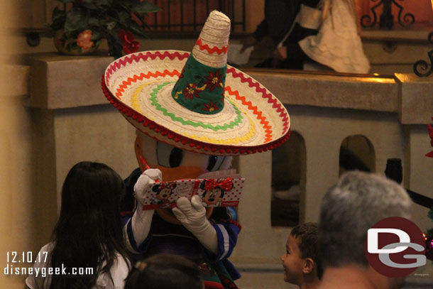 Donald was meeting guests inside.