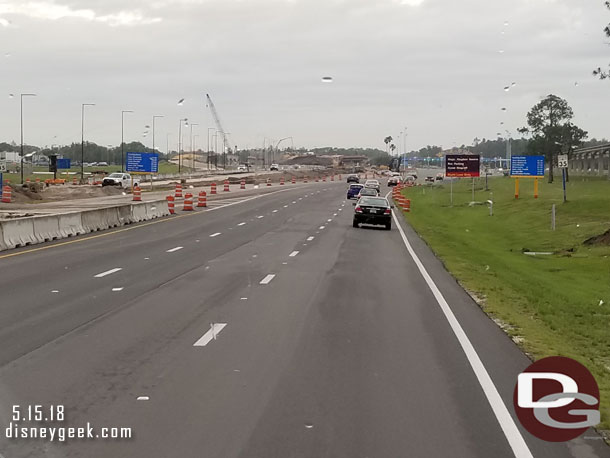 On World Drive heading toward the Magic Kingdom.  The construction for the new by pass is slowly moving along.