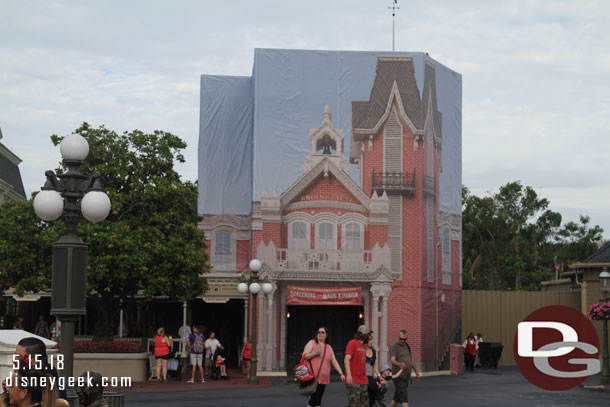 The fire house exterior is being renovated.  