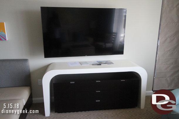 The family room TV and drawers.