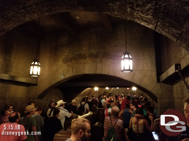 Booked a FastPass+ for Pirates of the Caribbean while in Tomorrowland and went to use it.  The return line was backed up.