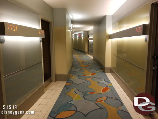 The hallway at Bay Lake Tower.