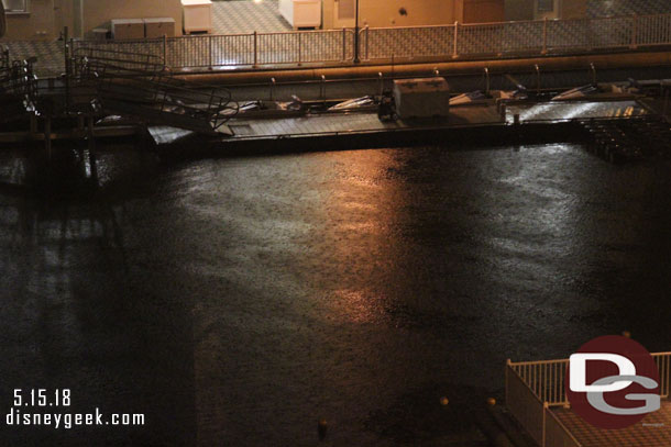 The rain was really coming down again.