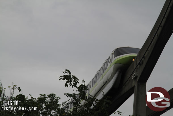 A Monorail passing overhead.