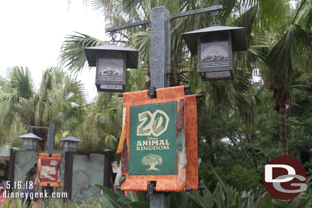 Some banners for Animal Kingdom's 20th Anniversary were up.