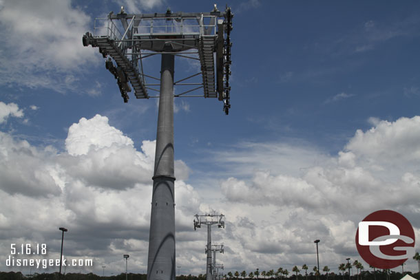 The Skyliner towers lined up toward the Caribbean Beach Resort.