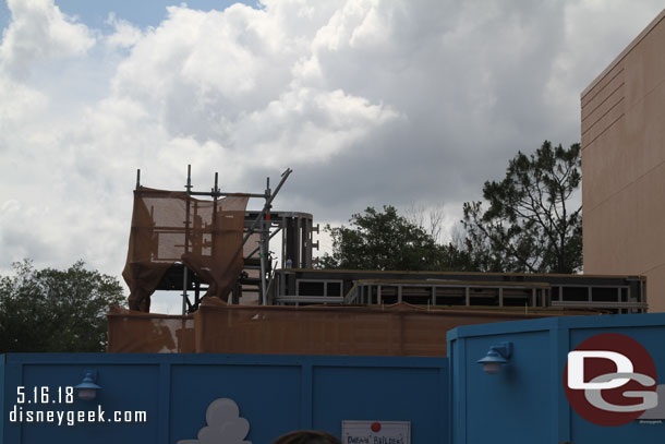 A structure going up on the corner that will lead to Toy Story Land.