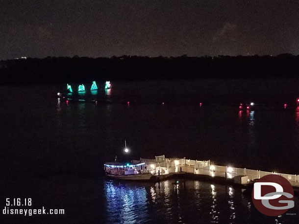 Back at our room the Electrical Water Pageant was passing by the Wilderness Lodge.