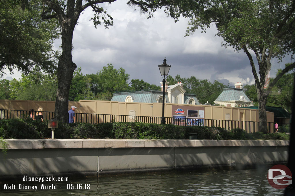 Arriving at the International Gateway.  The wall is for Disney Skyliner station construction