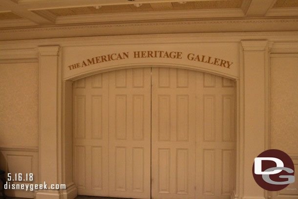 Inside the American Adventure the gallery is currently closed as they change the exhibit.