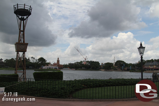 The crane is for the Ratatouille construction on the far side of World Showcase Lagoon between France and Morocco.