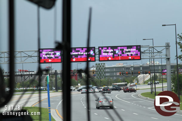 Arriving in the Disney Springs area. In one of the Disney bus lanes.  They are nice for traffic but the lights take forever.